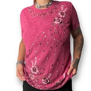 Y2K summer boho pink floral top